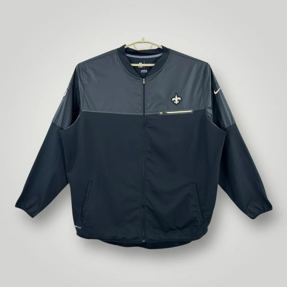 NFL New Orleans Saints Jacket Mens Size‎ 3XL Black Football Nike Dri Fit Onfield